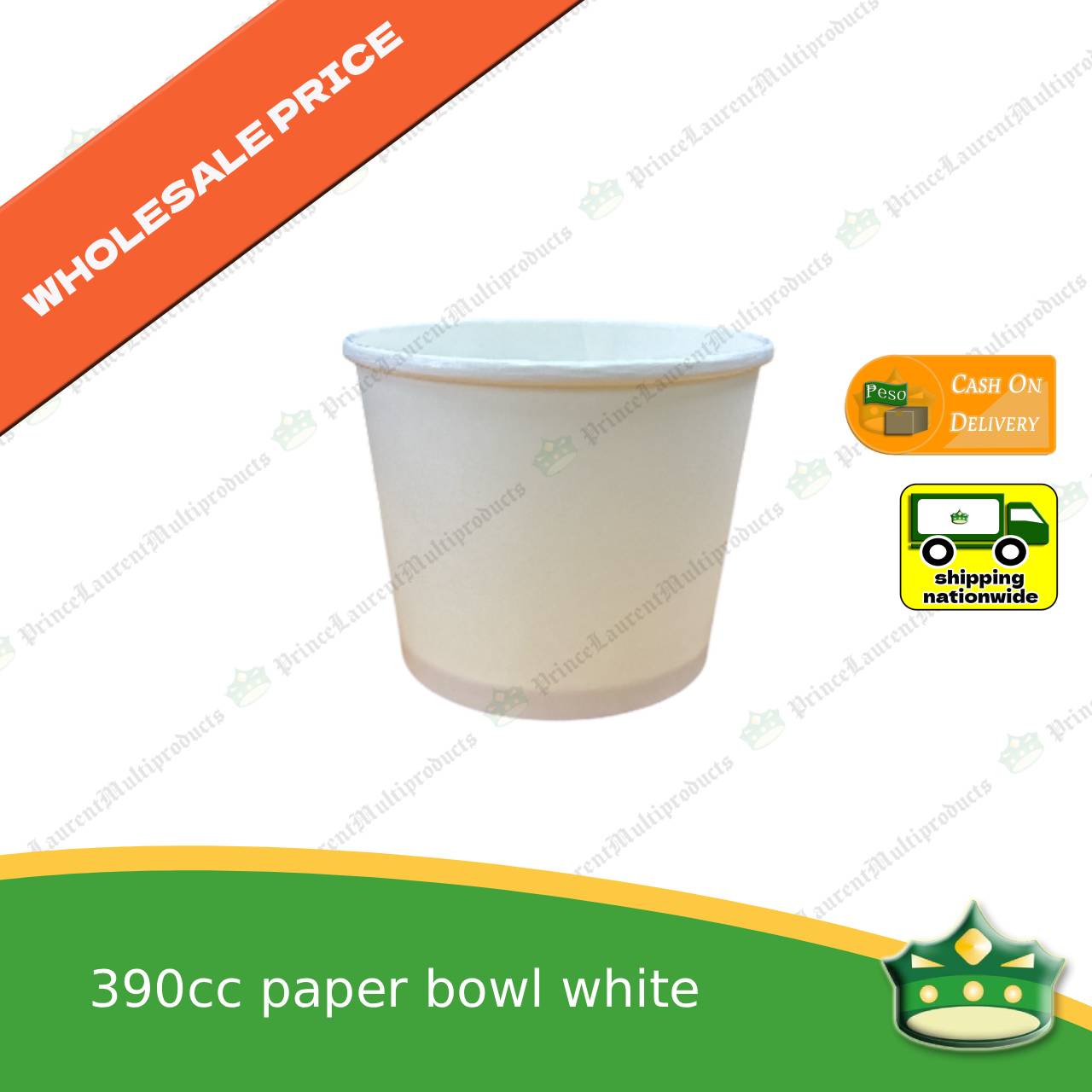 [1000 pcs] paper bowl 390cc WHITE laminated for stir fry noodles, soup, Hongkong fried noodles
