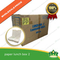 [600 pcs] paper lunch box 2 white laminated or paper bento 2 division, 2 partitions for large meals, viands, ulam, rice toppings, pansit, noodles, take-outs, food deliveries, leak-proof, saucy take-outs