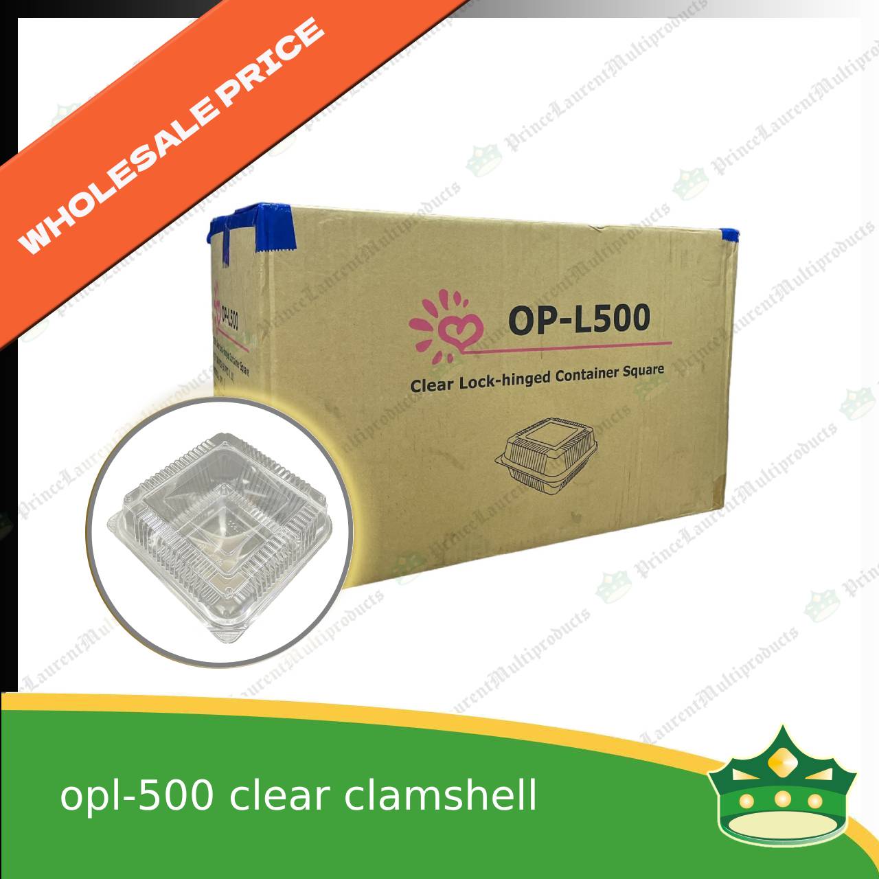 [1 case] clear clamshell OPL500 OPS clearview food containers for any food products, muffins, cakes, chiffon, cupcakes, salad, fruit, baked goods