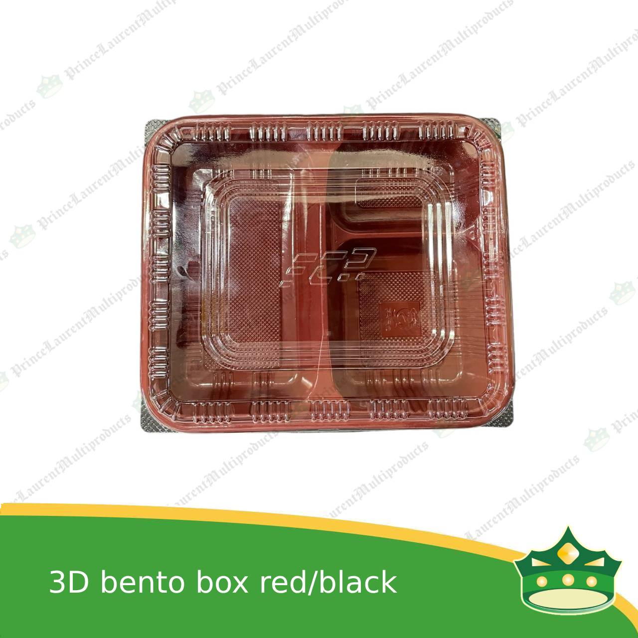 [50 pcs] Japanese bento box 3 division red and black bottom with clear lid for bento meals food packs rice fruits desserts viands combination meals