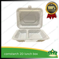 [50 pcs] 2 division compostable cornstarch bento box biodegradable meal box