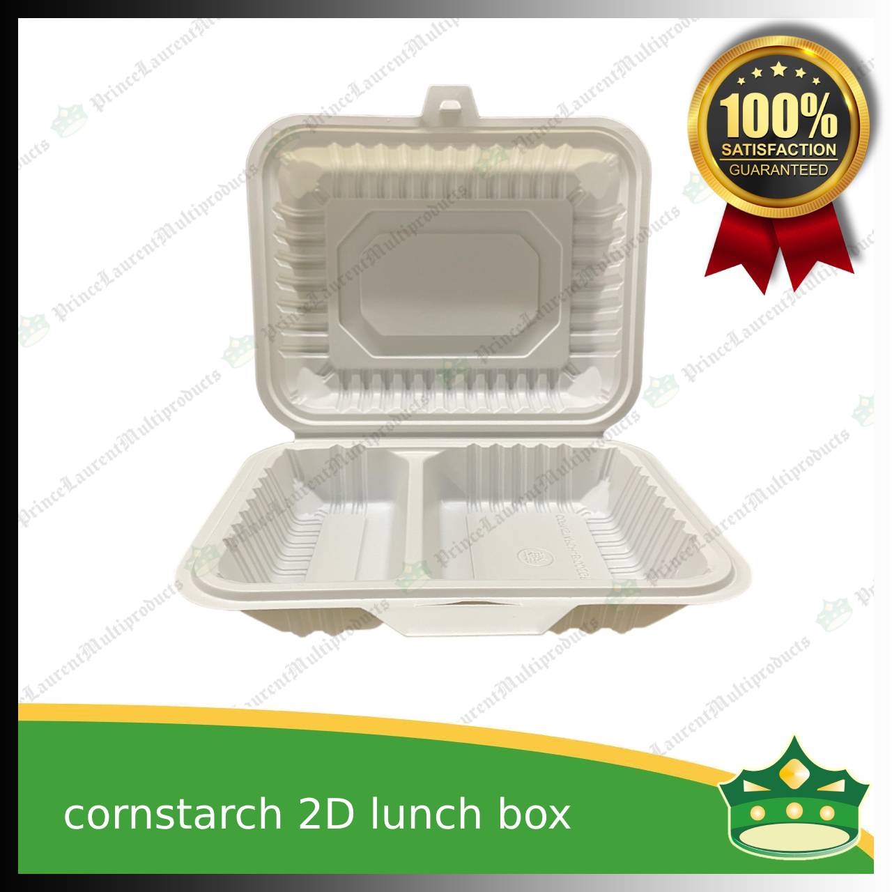 [50 pcs] 2 division compostable cornstarch bento box biodegradable meal box