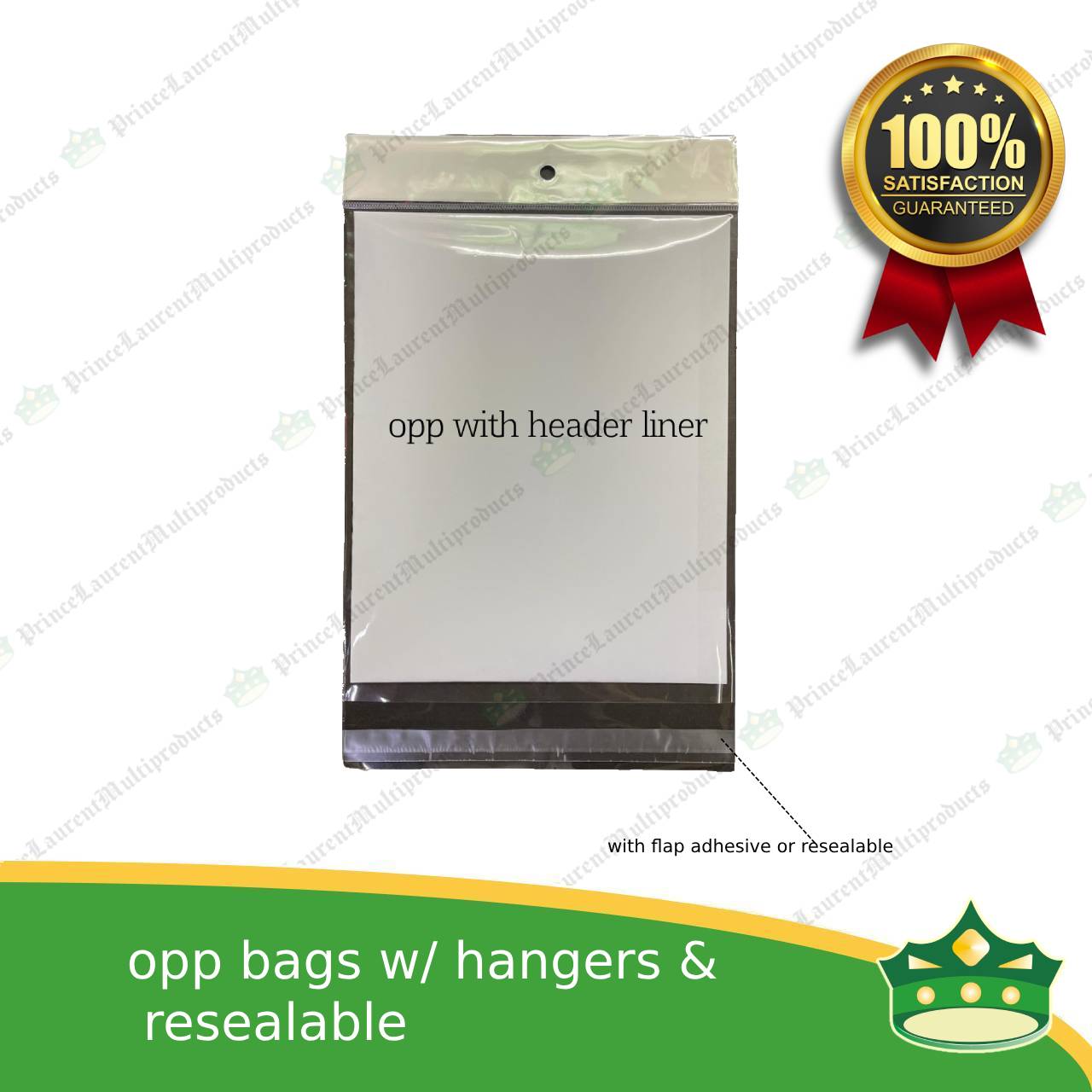 [500 pcs] opp bag with ivory liner and punch hole for display hanging products with resealable flap (medium sizes)
