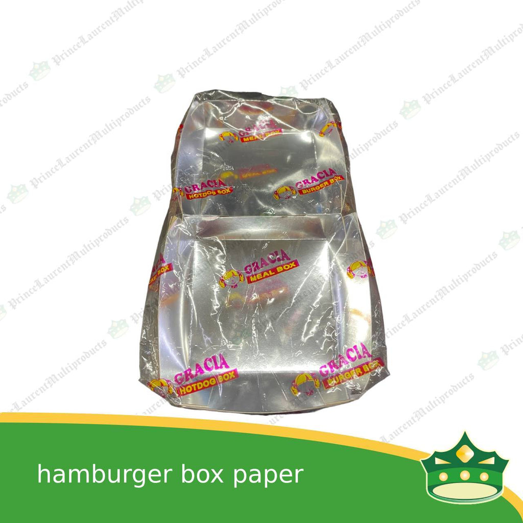 [25 pcs] hamburger box kraft silver coated leak proof for hamburgers, siopao, small meal, take-out, packed meal, ulam viands, rice toppings, noodles, pansit, merienda