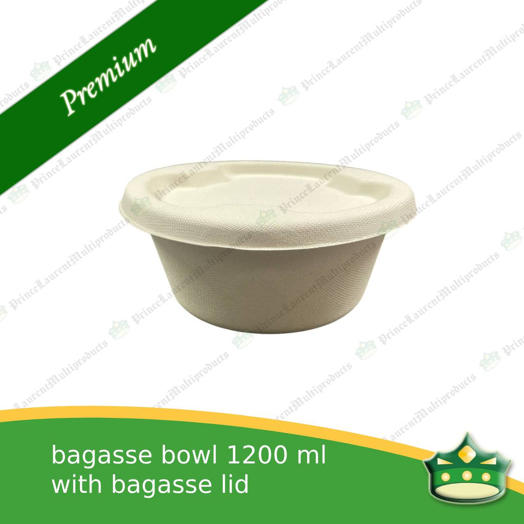 [125 pcs] bagasse salad bowl with lid 1200ml compostable biodegradable bowl for salads and rice meal