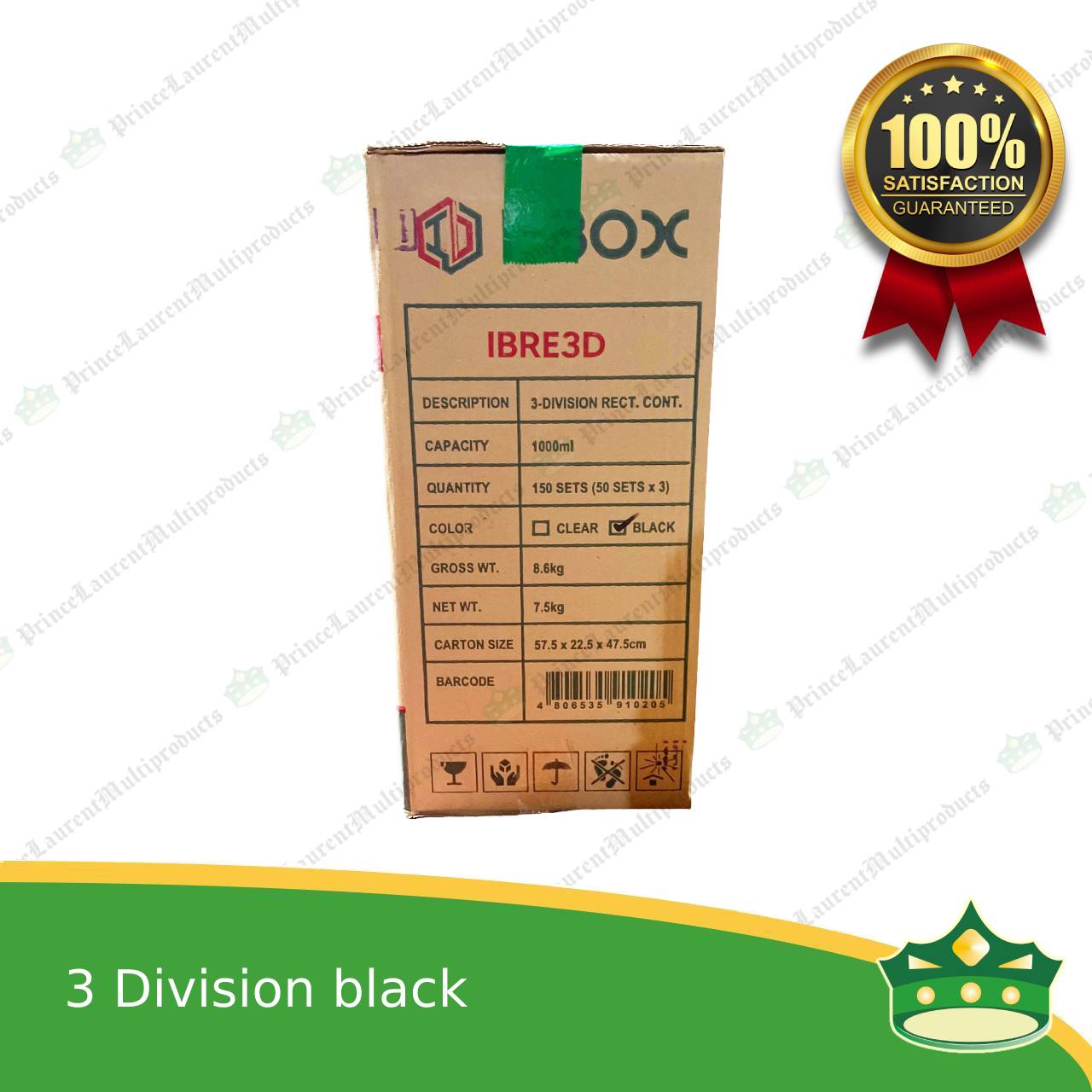 [150 pcs] iBox brand 3 division microwavable bento boxes black body clear cover for food packs & catering events parties meetings & many more