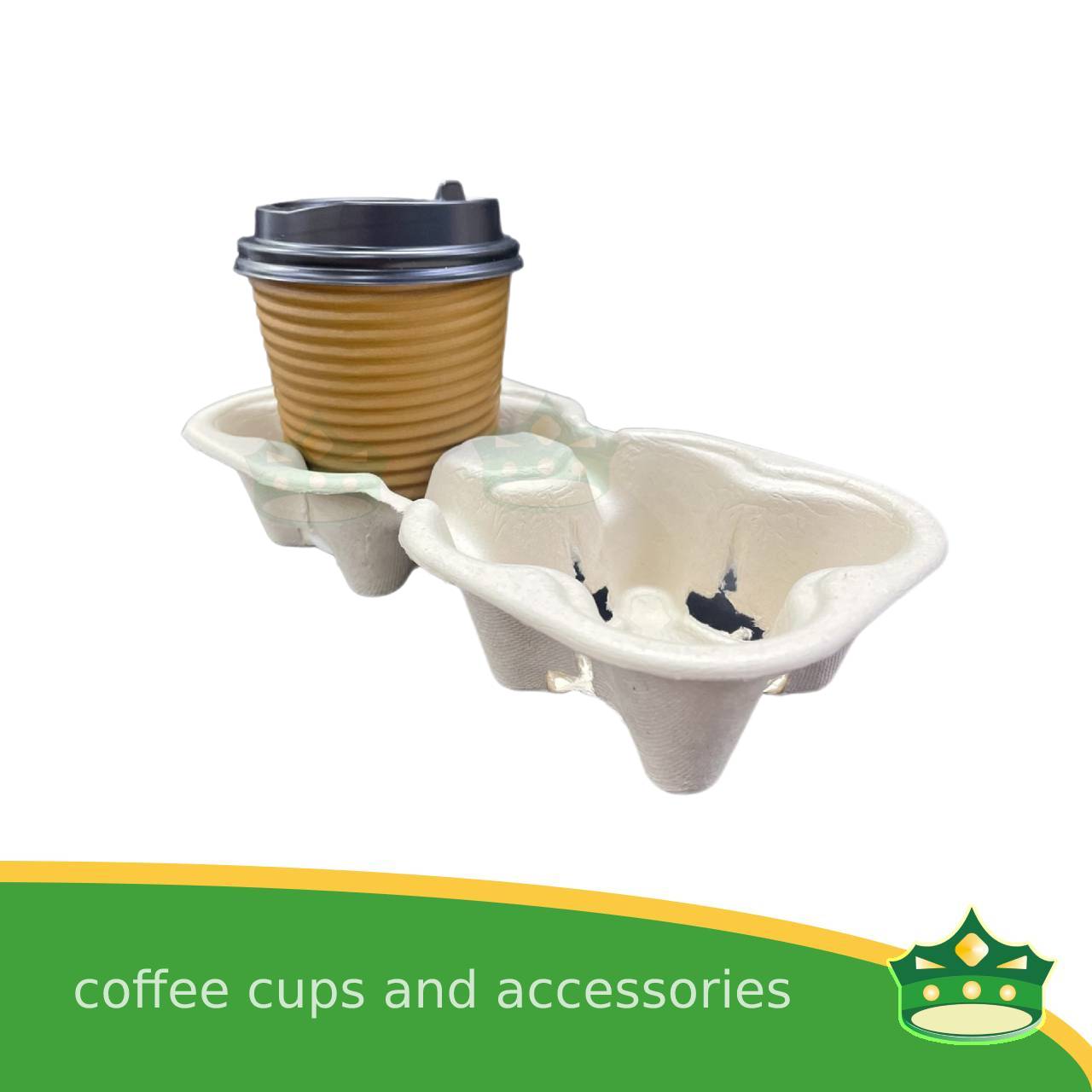 [50 pcs] bagasse coffee take-out tray, coffee cup holder by 2 cups or 4 cups hole trays to hold cups steadily