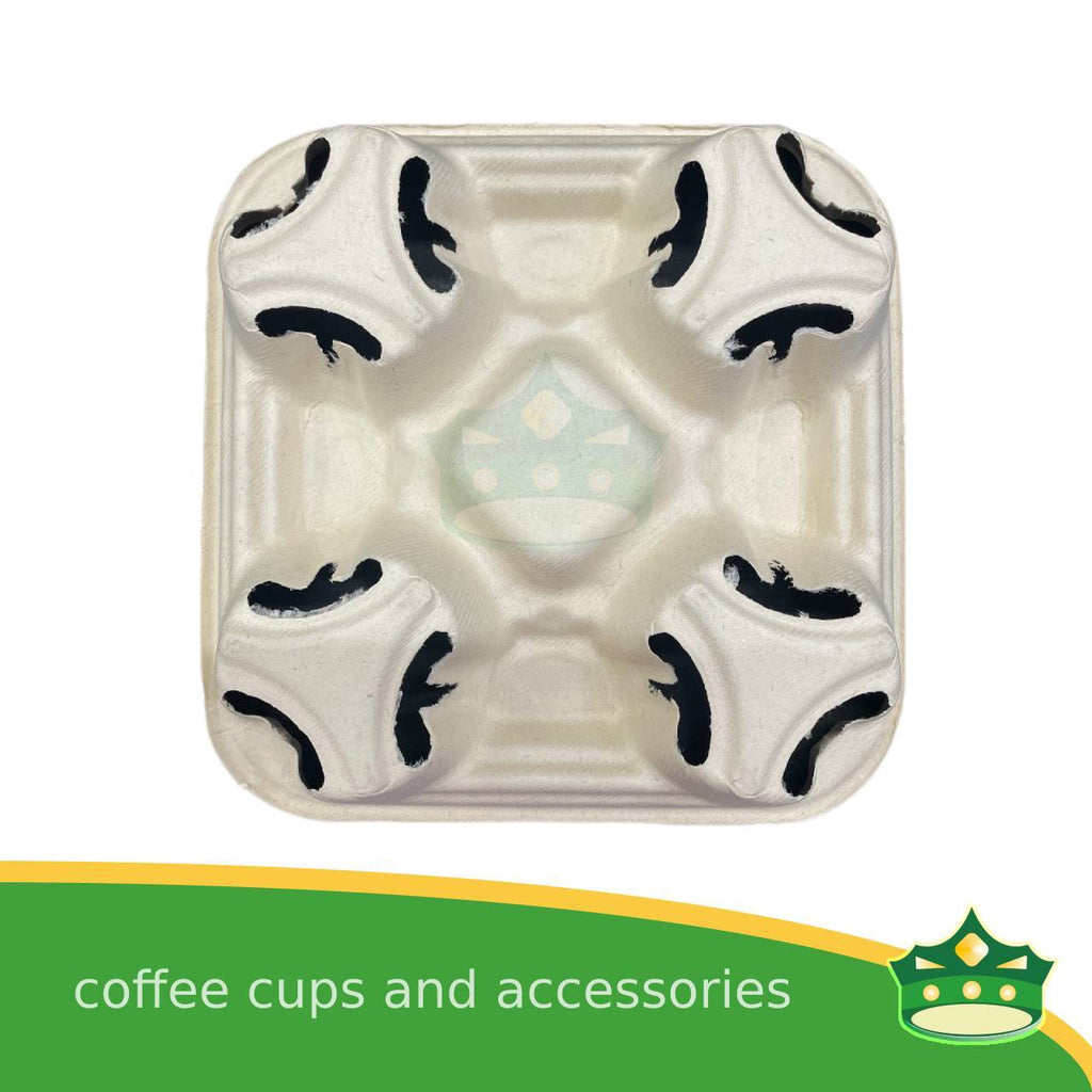 [50 pcs] bagasse coffee take-out tray, coffee cup holder by 2 cups or 4 cups hole trays to hold cups steadily