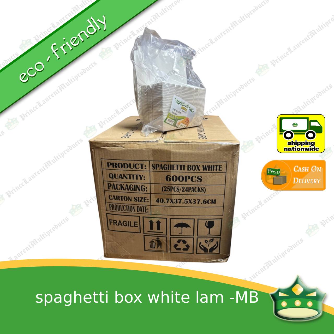 [600 pcs] Paper Spaghetti Box Laminated White for Take-Out 500cc (mrB) Eco-Friendly Disposable Kitchen Supply