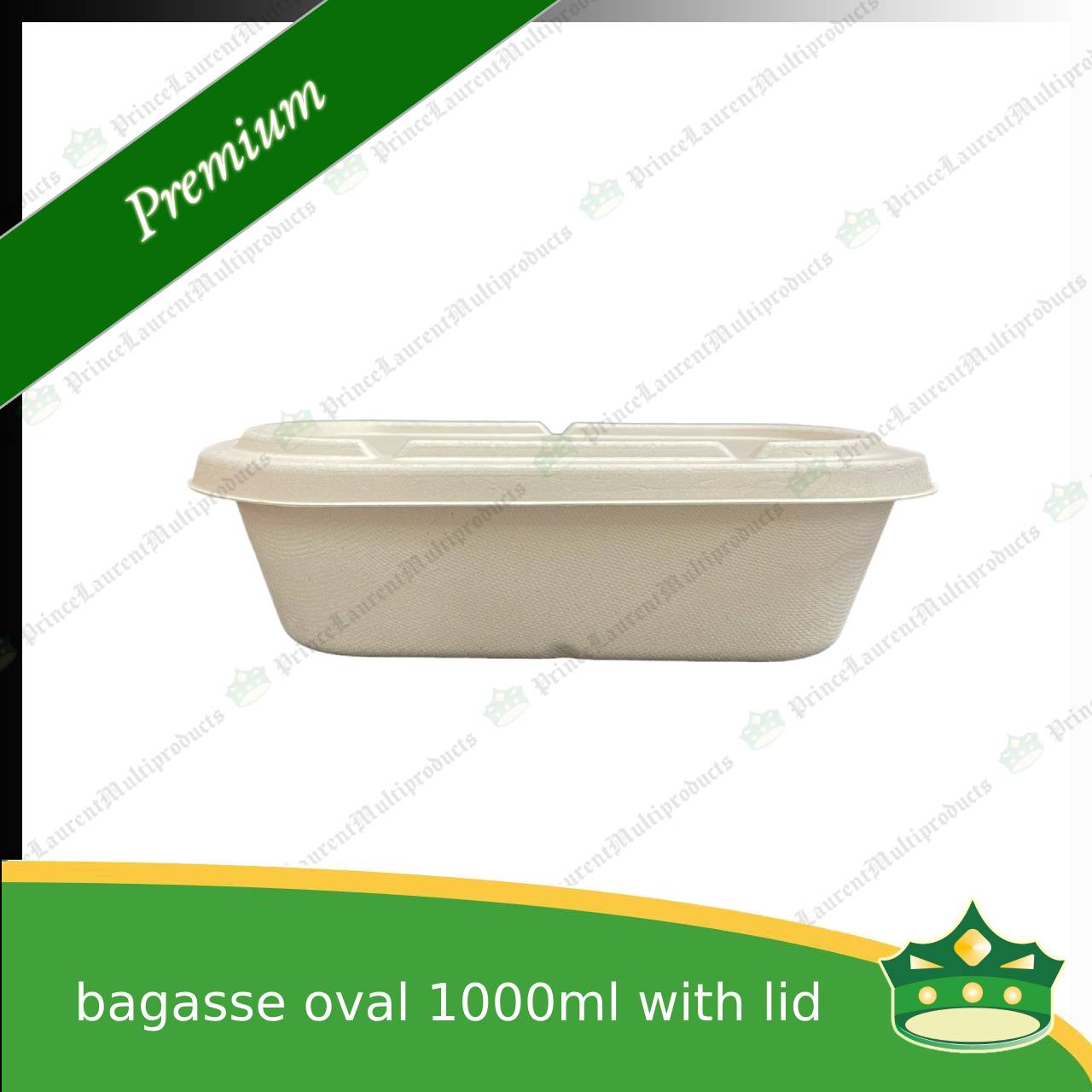 [50 pcs] bagasse oval 1000ml container with lid for compostable biodegradable take away boxes