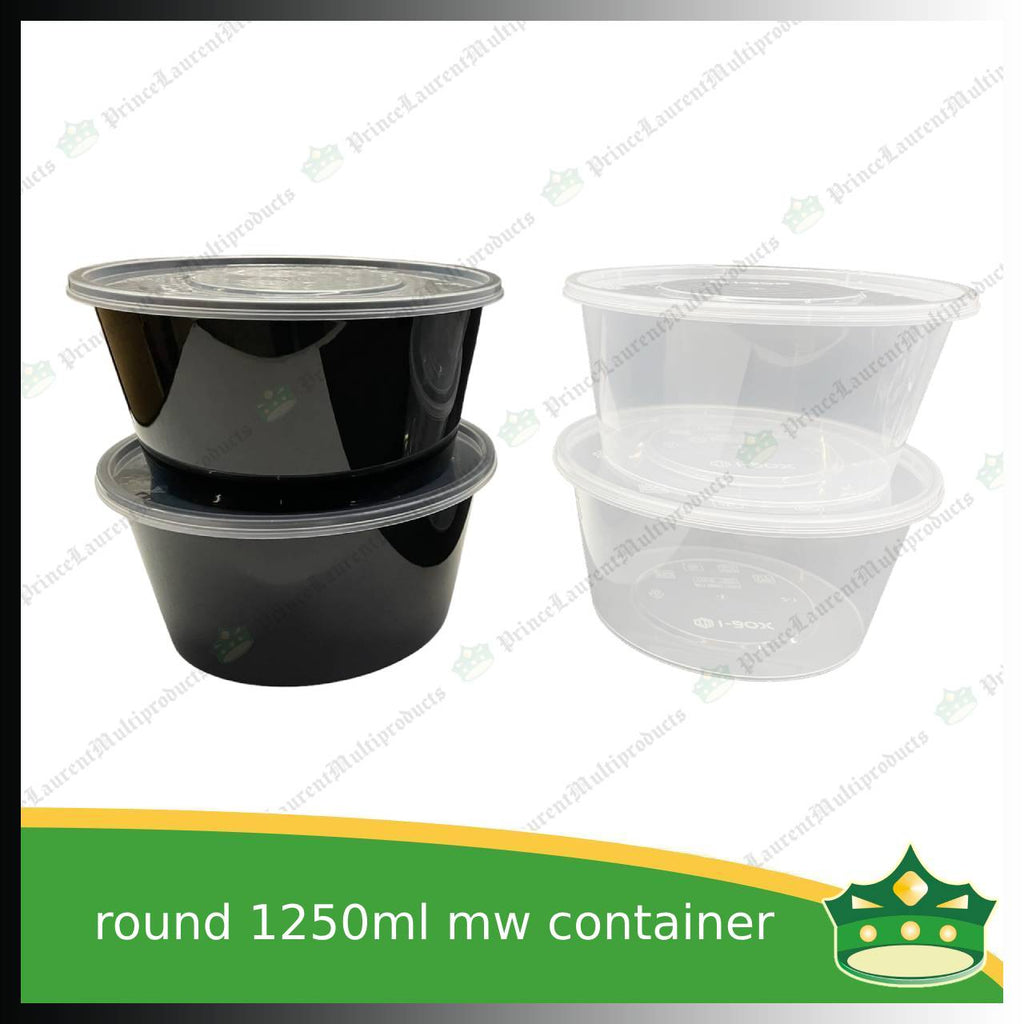 [30 pcs] IBOX brand 1250ml microwavable plastic large bowl containers with lid for take out of noodles soup and other food products