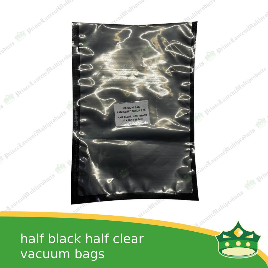 [100 pcs] vacuum bag half clear half black for frozen sausage meat cheese deli delicacy delicatessen