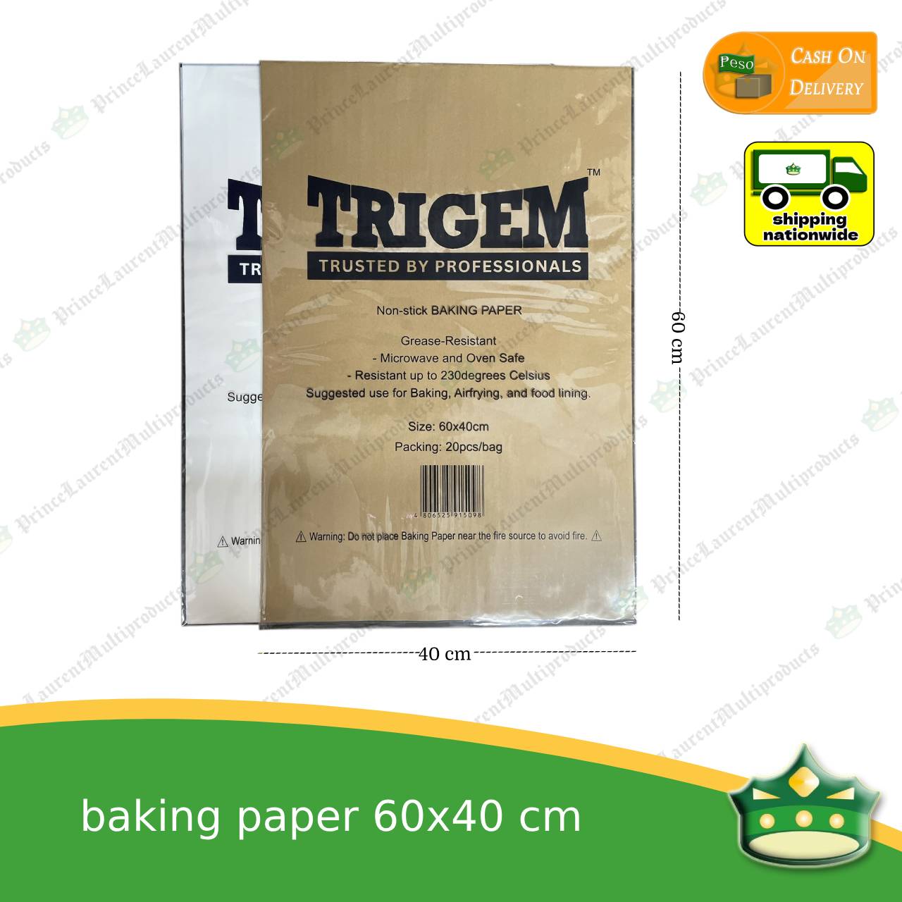 [20 pcs] Baking paper cut-sized 60x40 cm for bakers, restaurateur, hotels hassle-free and convenient