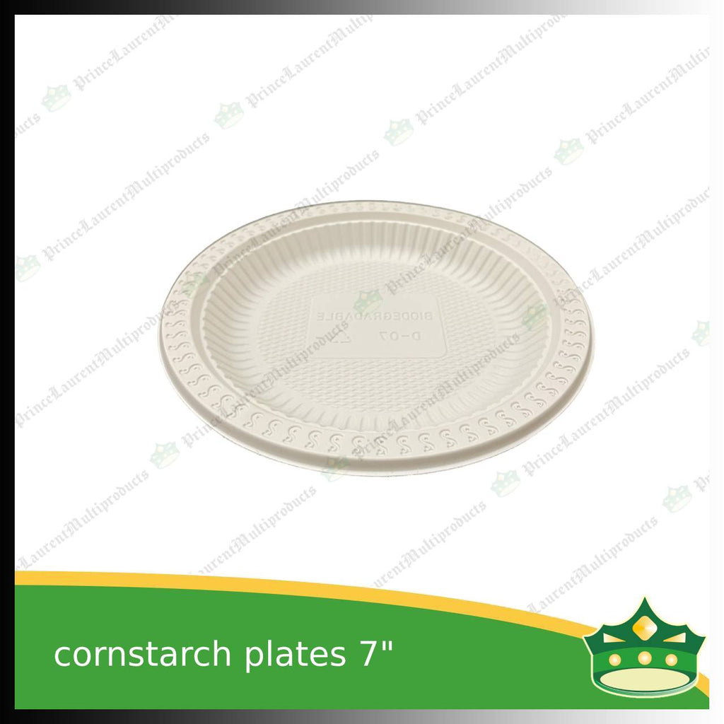 [50 pcs] 7 inch plate compostable cornstarch biodegradable serving plate