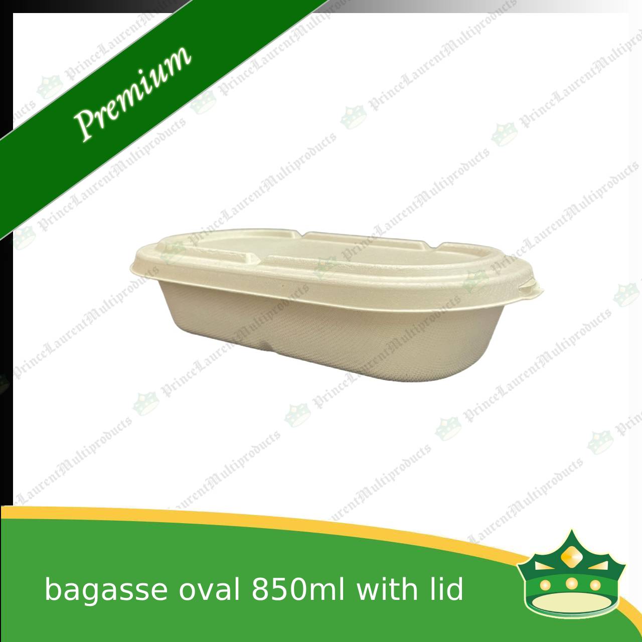 [50 pcs] bagasse oval 850ml container with lid for compostable biodegradable take away boxes