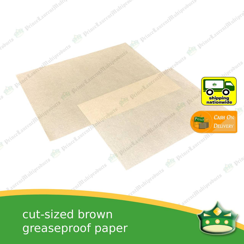 [100 pcs] cut-sized brown greaseproof paper wrapper for sandwiches, rice, baked goods