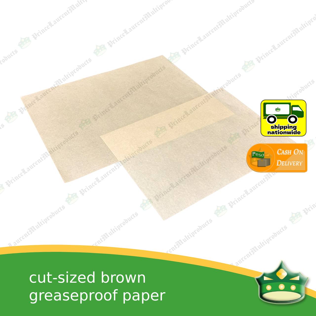 [100 pcs] cut-sized brown greaseproof paper wrapper for sandwiches, rice, baked goods