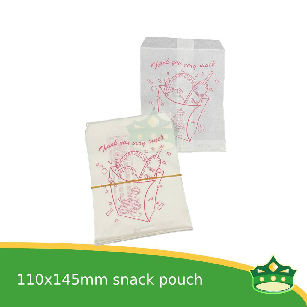 [100 pcs] Greaseproof paper bag with print for cookies, French fries, hotdog, chicken chops, fried squid, hash browns