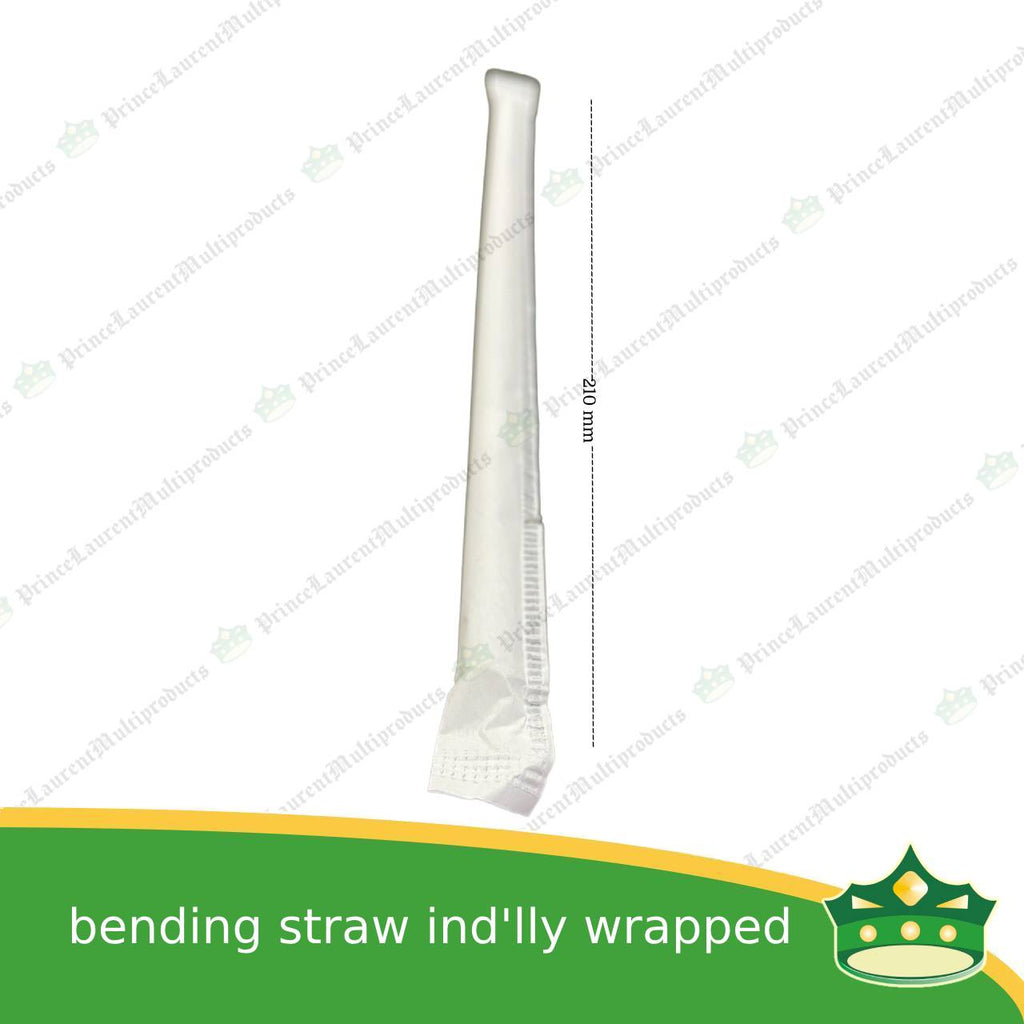 [100 pcs] bending straw white individually paper wrapped