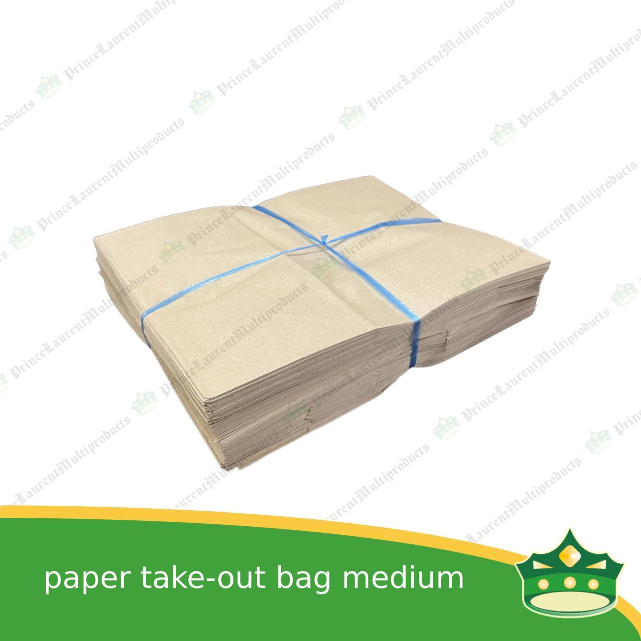 [100 pcs] paper take out bag medium for take away and delivery packaging perfect fit for paper food boxes