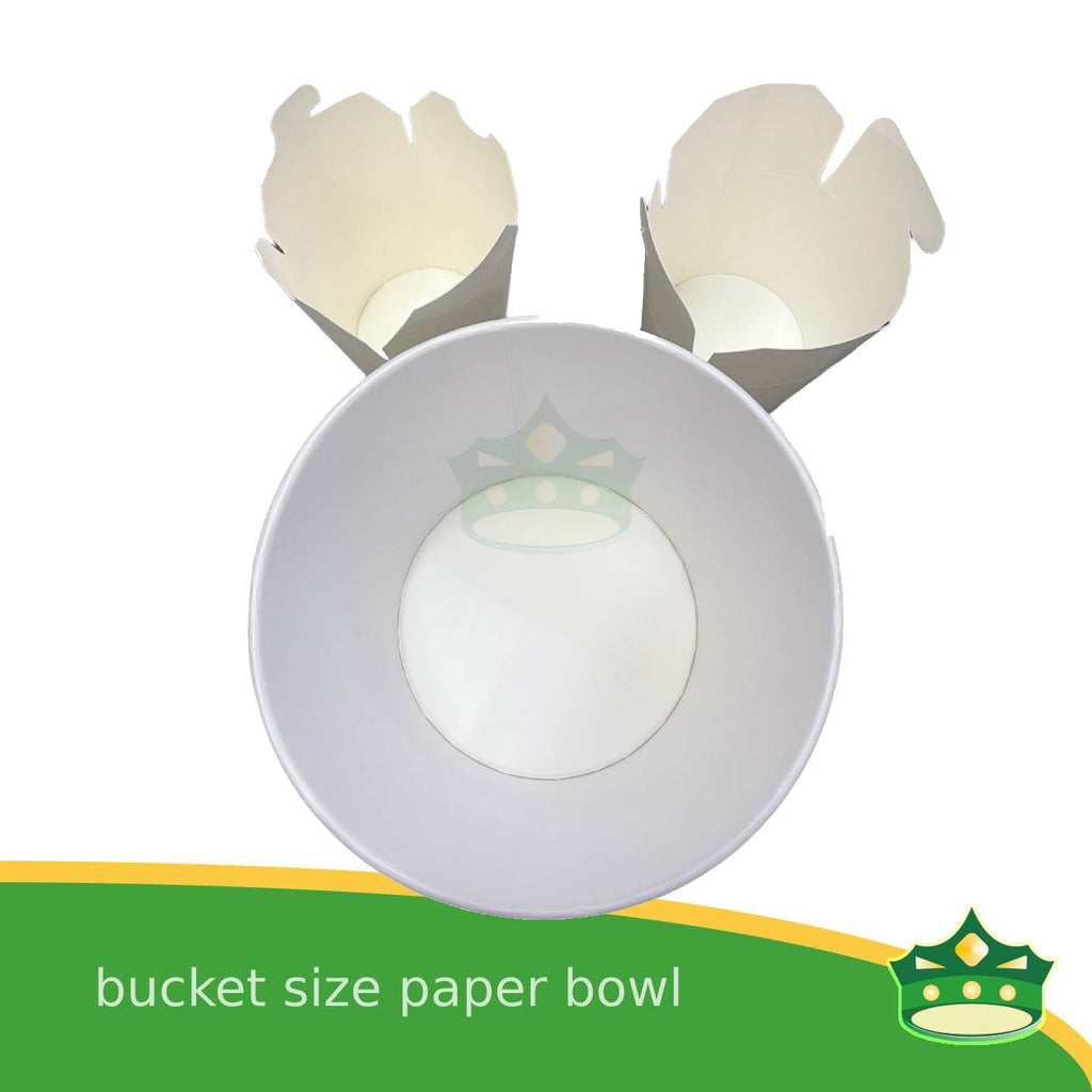 [50 pcs] chicken bucket bowl 85oz paper white for 6 to 8 pcs chicken or other large quantity orders of snacks or meals