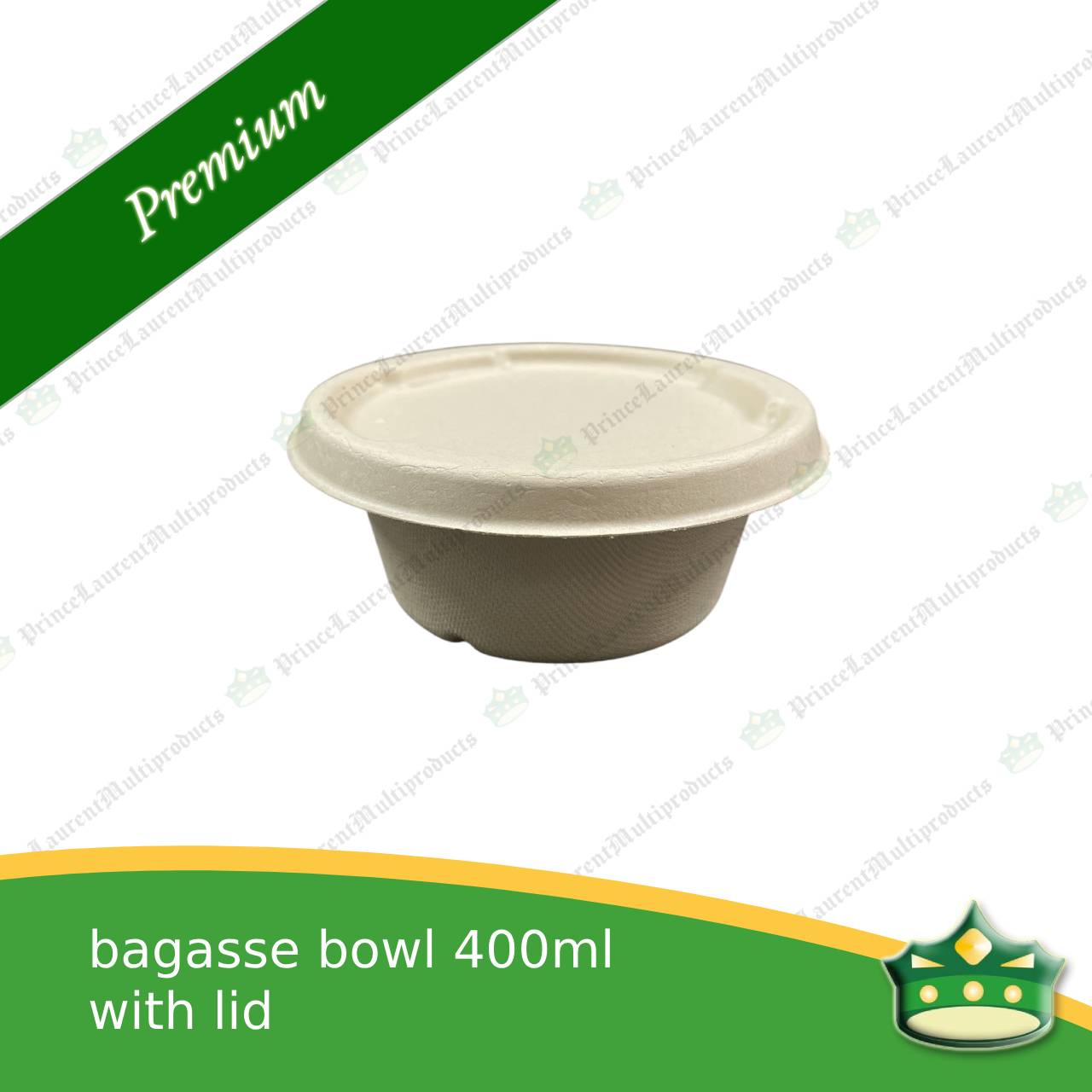[50 pcs] bagasse bowl with lid 400 ml compostable biodegradable bowl for soup, salads, rice meals