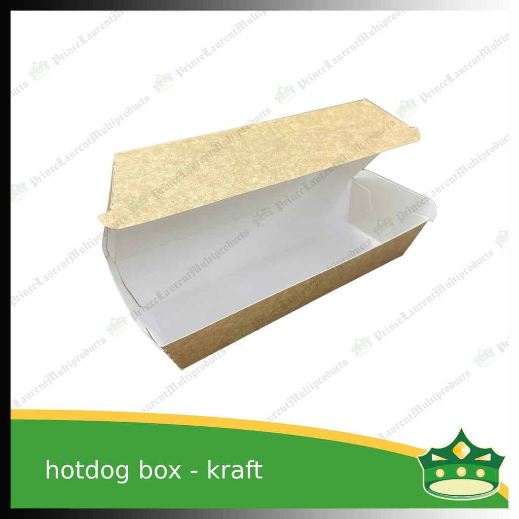 [25 pcs] paper hotdog box white clamshell for take out of hotdogs, sausage, lumpia, siomai