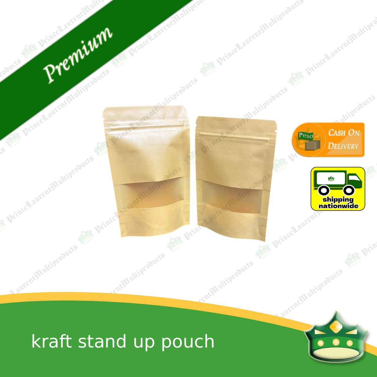 [100 pcs] standup pouch with ziplock kraft with window 100 x 150 mm for repacking corn, peanuts, anchovies dilis, nuts, sweets, sampaloc, chicharon, snacks, baked goodies