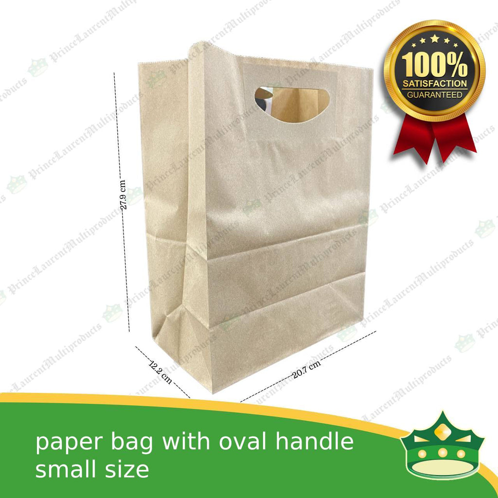 [50 pcs] kraft paper bag with oval handle small (207x122x279mm)