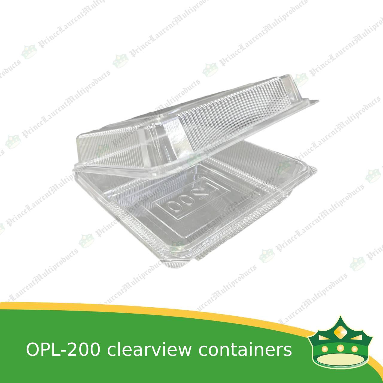 [50 pcs] clear clamshell OPL-200 LARGE OPS clearview food containers for any food products, muffins, cakes, chiffon, cupcakes, salad, fruit, baked goods
