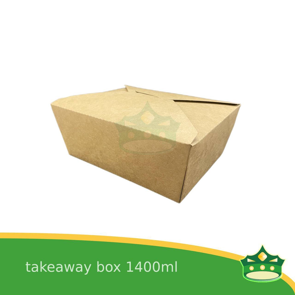 [50 pcs] takeaway box kraft 1400ml laminated for take-out meals, viands, snacks, noodes, pansit, ulam, rice toppings, fried chicken, chicken pops and other products, saucy food