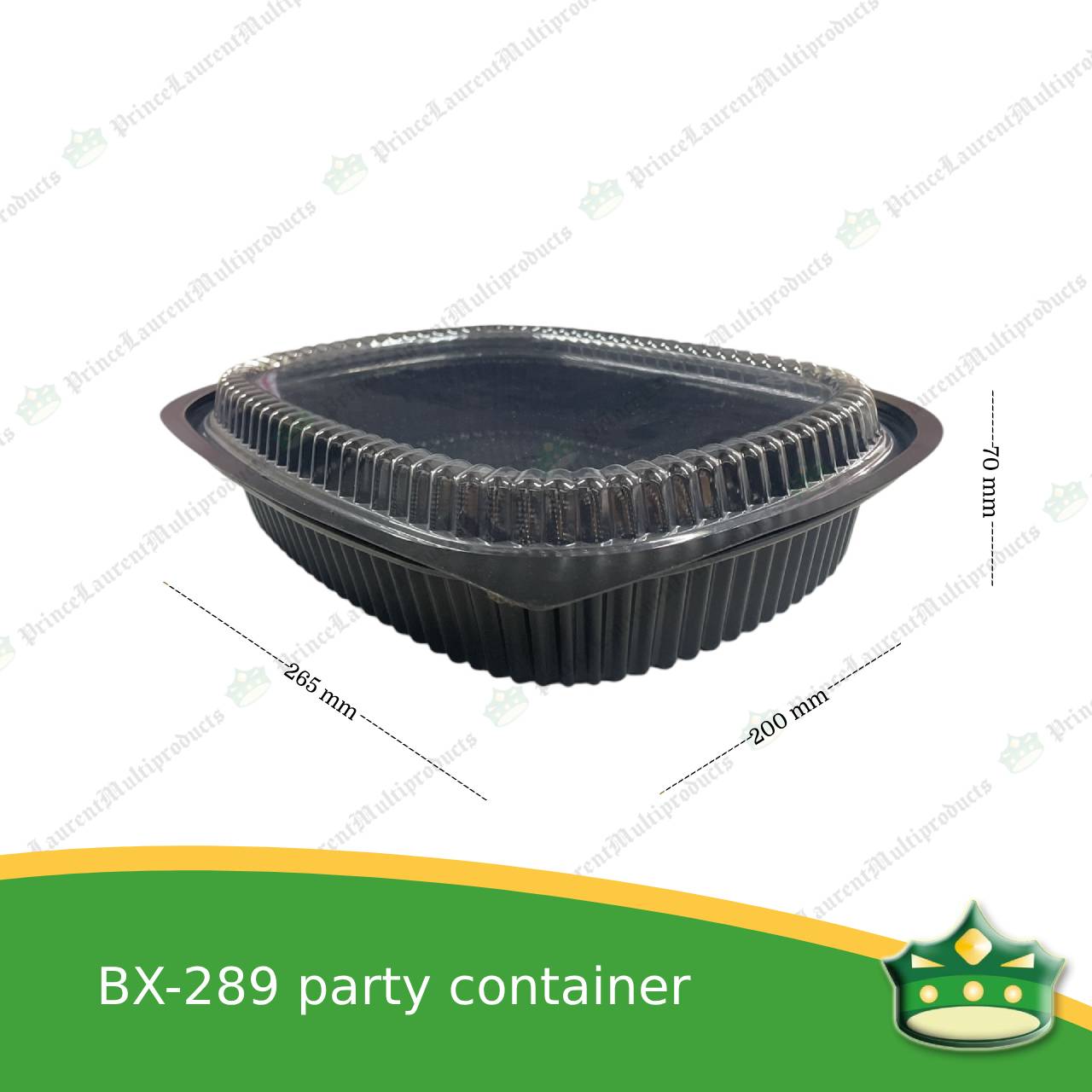 [5 pcs] party container 3500ml black plastic with see thru lid for take out or storage of food products