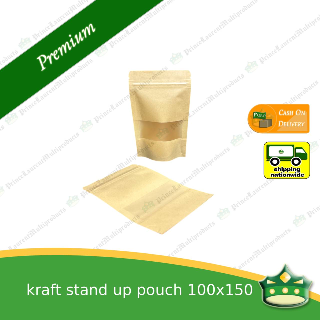 [100 pcs] standup pouch with ziplock kraft with window 100 x 150 mm for repacking corn, peanuts, anchovies dilis, nuts, sweets, sampaloc, chicharon, snacks, baked goodies