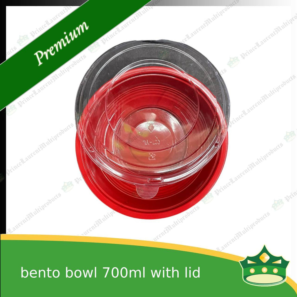 [50 pcs] ramen bowl bento bowl 700ml red and black bottom with clear lid for noodles ramen
