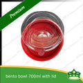 [50 pcs] ramen bowl bento bowl 700ml red and black bottom with clear lid for noodles ramen