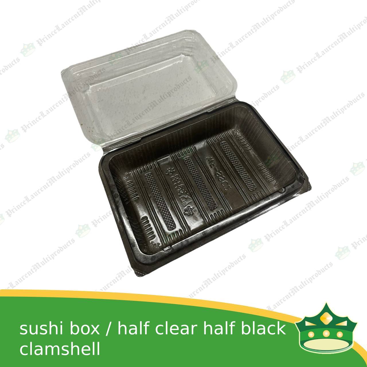 [50 pcs] sushi box clamshell half clear half black ssc-8