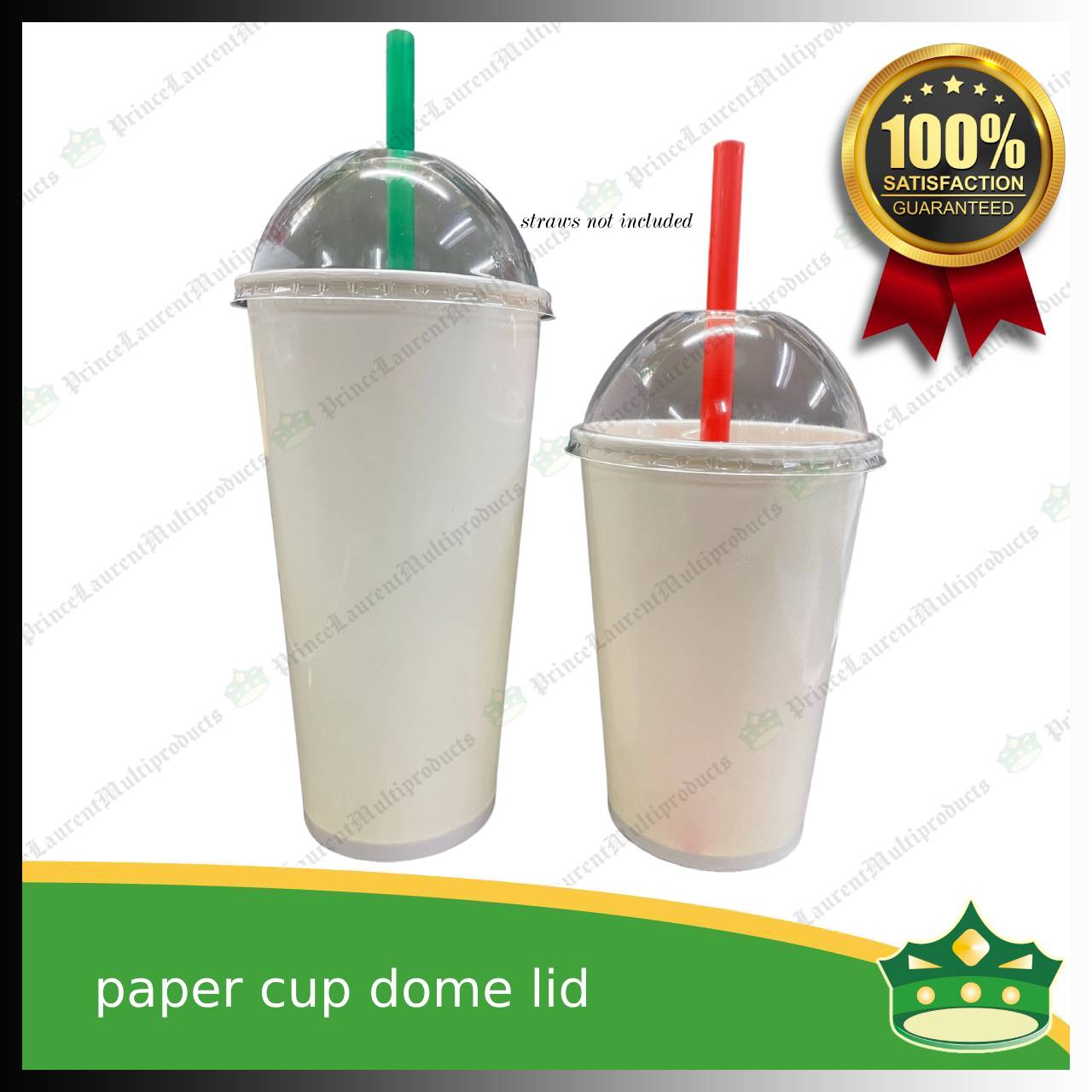 [100 pcs] dome LID 90mm diameter for paper cups 16oz or 22oz for smoothie shakes frappe cold beverages