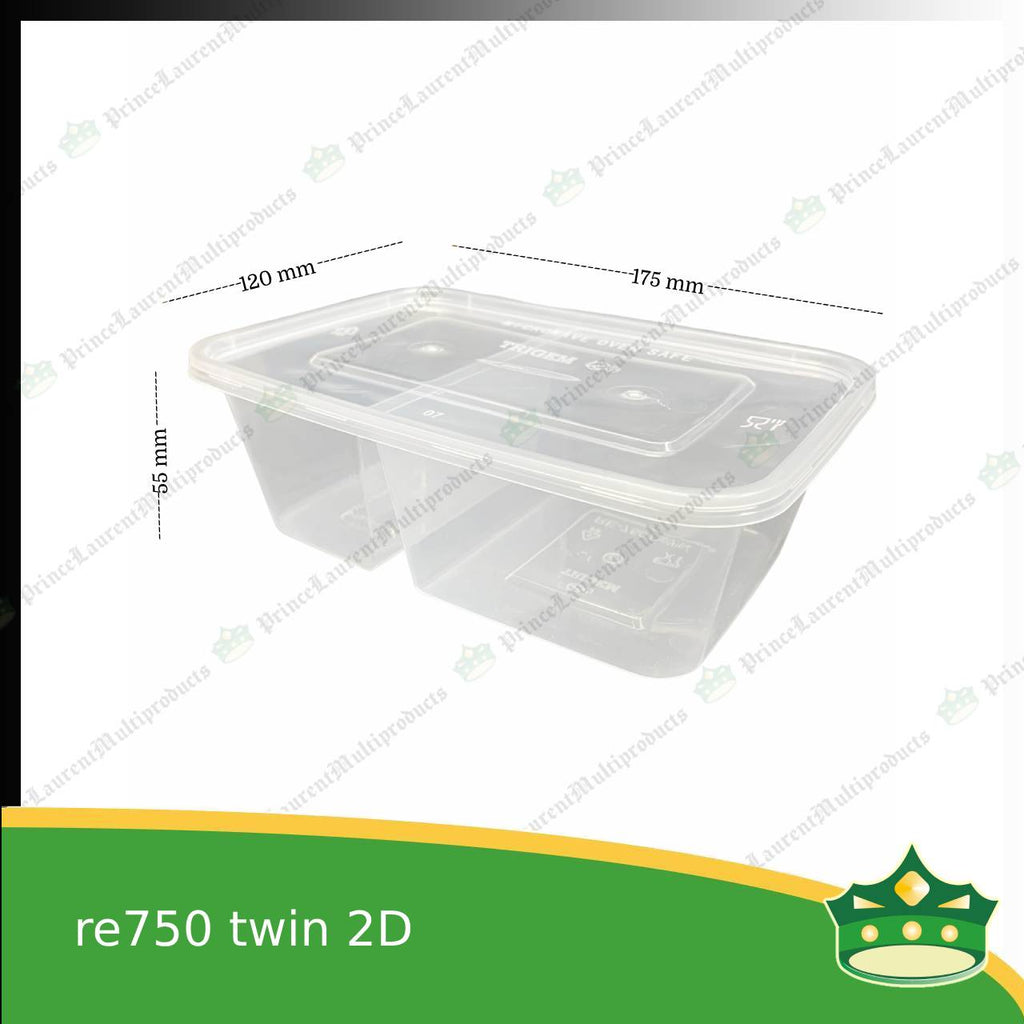 [10 pcs] re750 twin 2d microwavable container for packed meals, rice meal, packed lunch