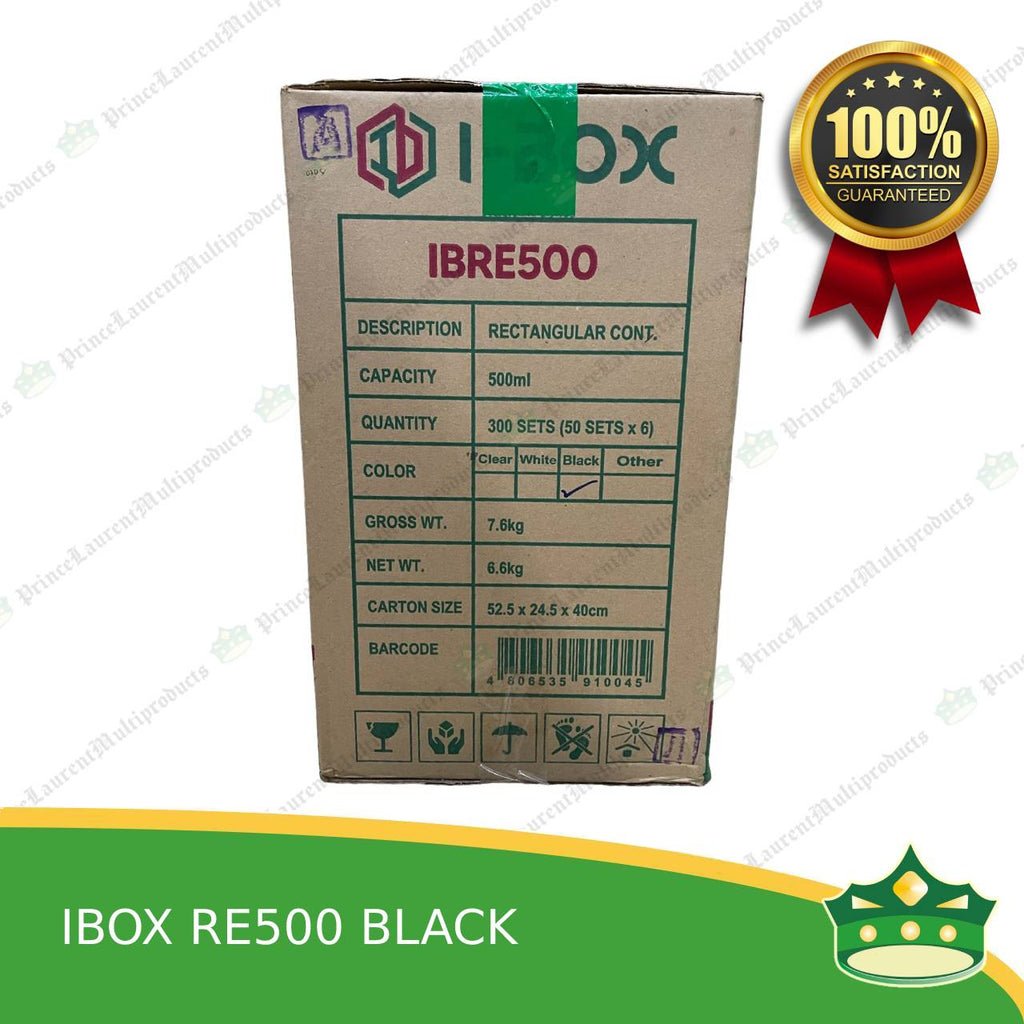 [300 pcs] IBOX brand re500 BLACK microwavable plastic rectangular containers take out for meals and other food products