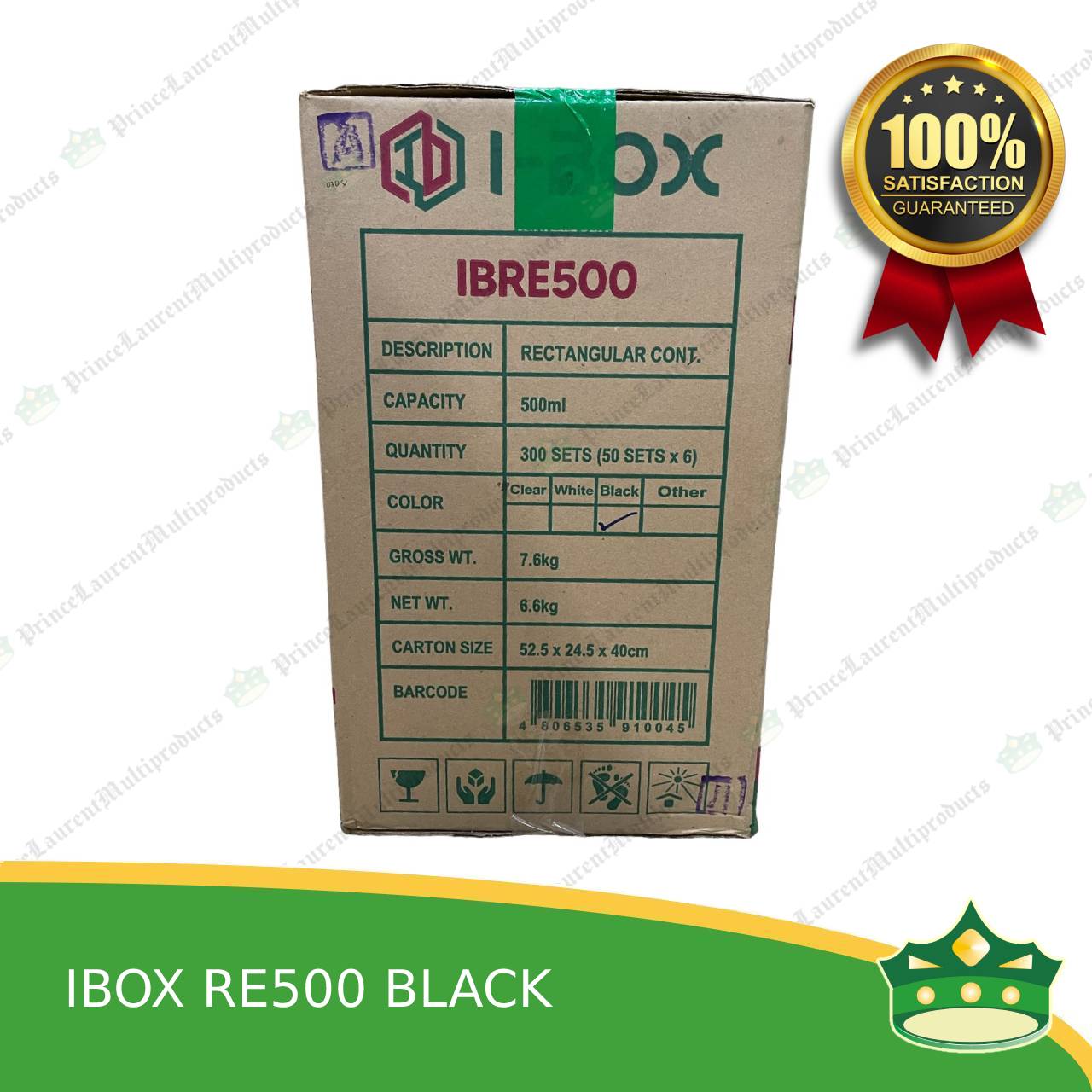 [300 pcs] IBOX brand re500 BLACK microwavable plastic rectangular containers take out for meals and other food products