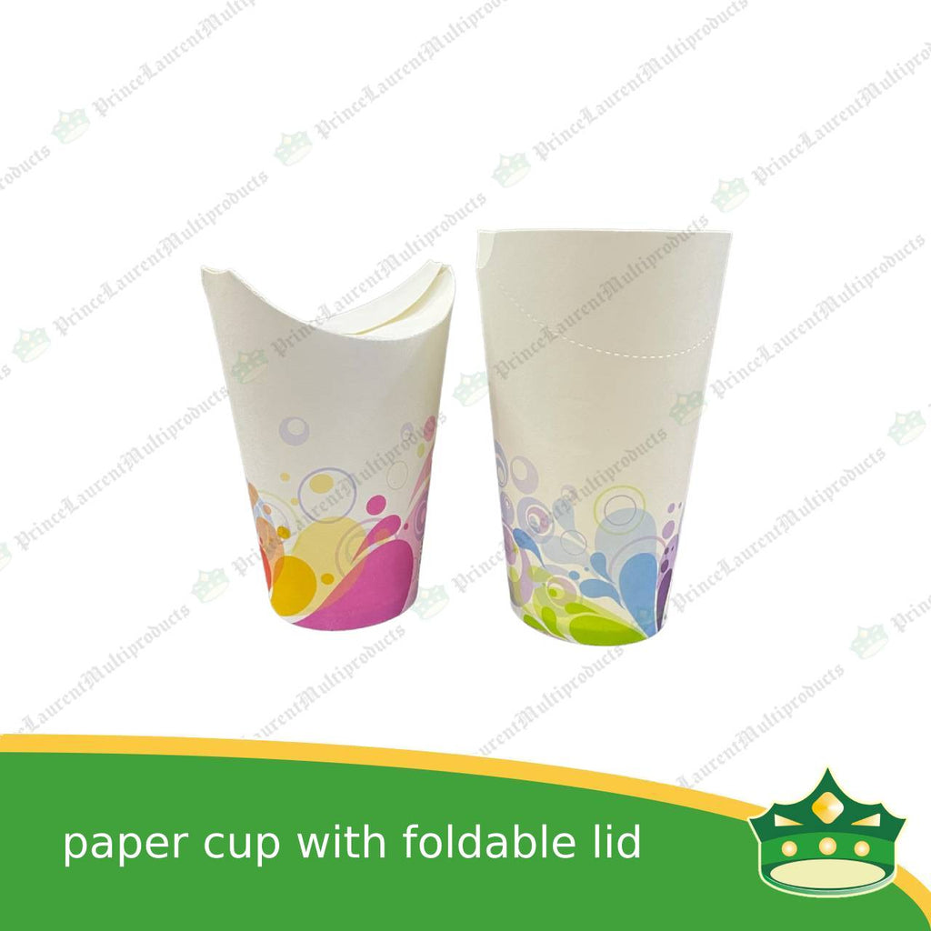 [50 pcs] paper cup with foldable lid for small cup take outs, taste test, promotional cups