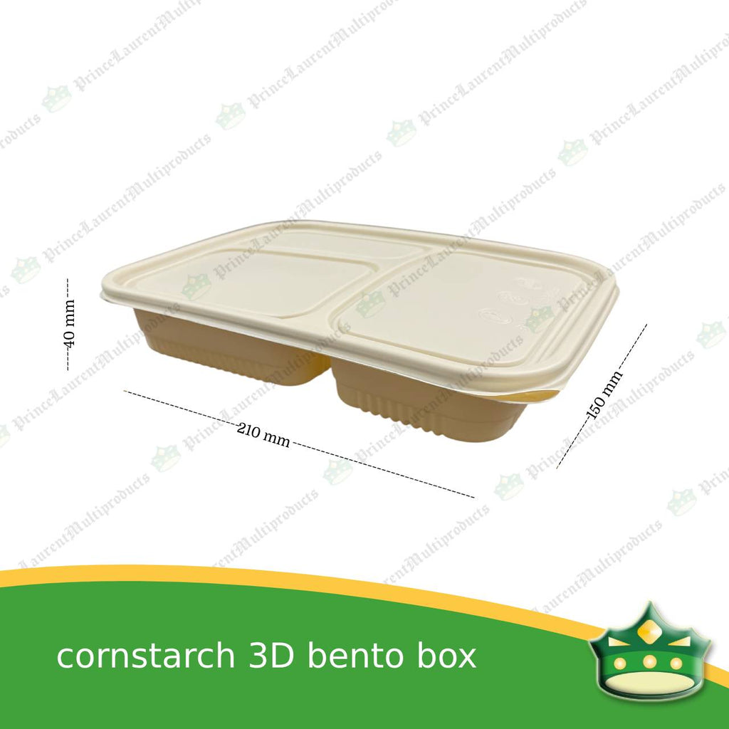[50 pcs] cornstarch 3D bento box compostable food box biodegradable meal box