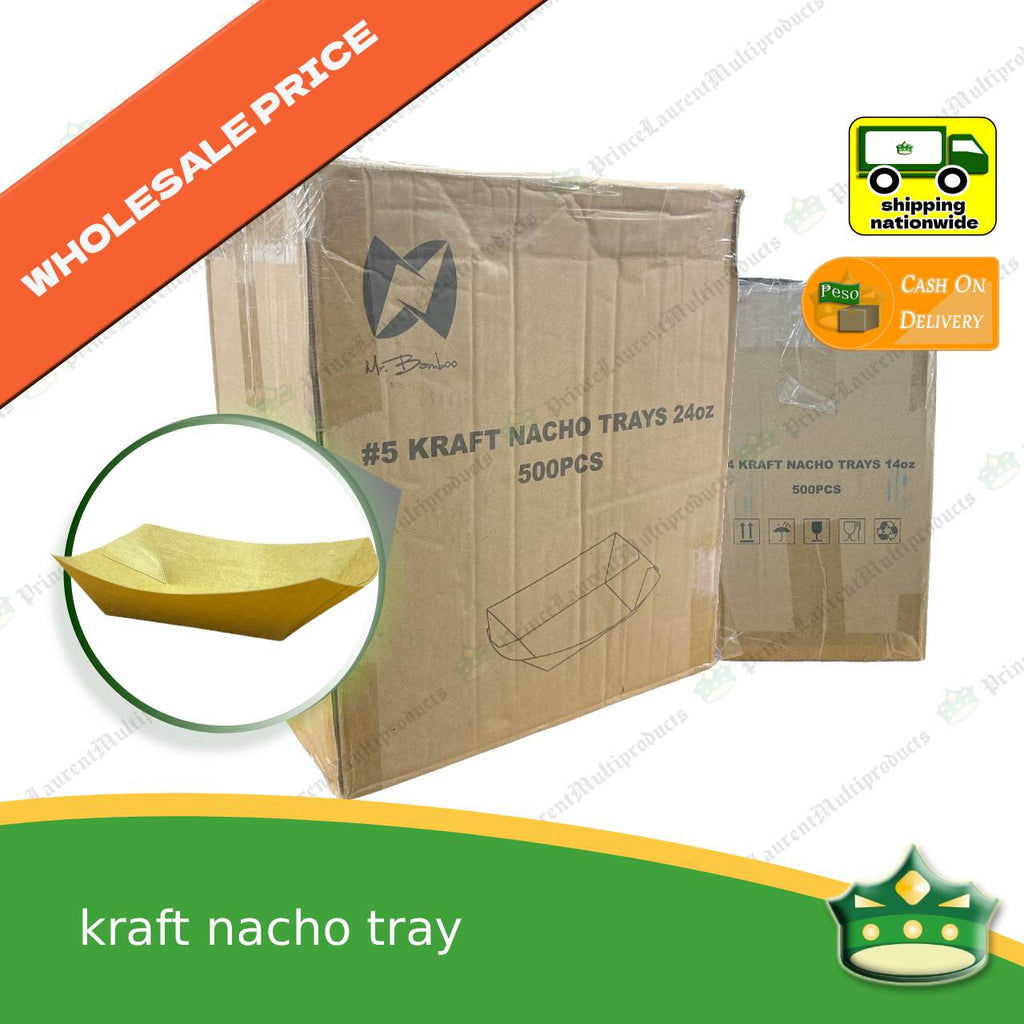 [500 pcs] paper boat or nacho trays to serve as food holder for nachos, fries, dimsum, meriendas, breads, takoyaki, fishball, squidball
