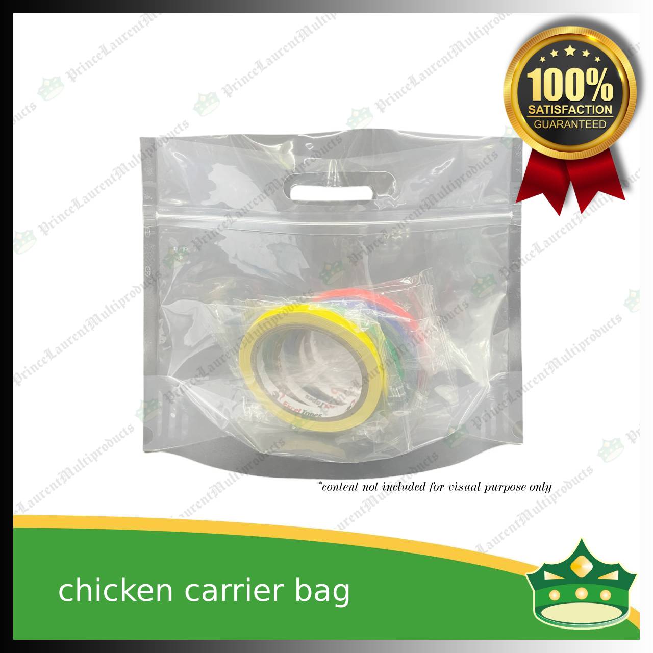 [100 pcs] cpack chicken carrier bag translucent with ziplock 300x220x110mm for takeout of whole roast chicken