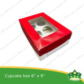 [20 pcs] cup cake holder box by 6 holes 6x9x3 inches plain red or printed ornaments