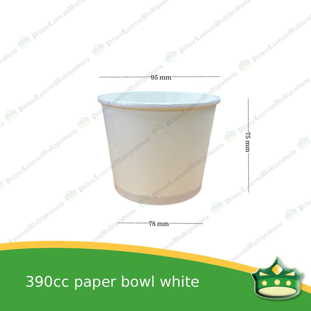 [1000 pcs] paper bowl 390cc WHITE laminated for stir fry noodles, soup, Hongkong fried noodles