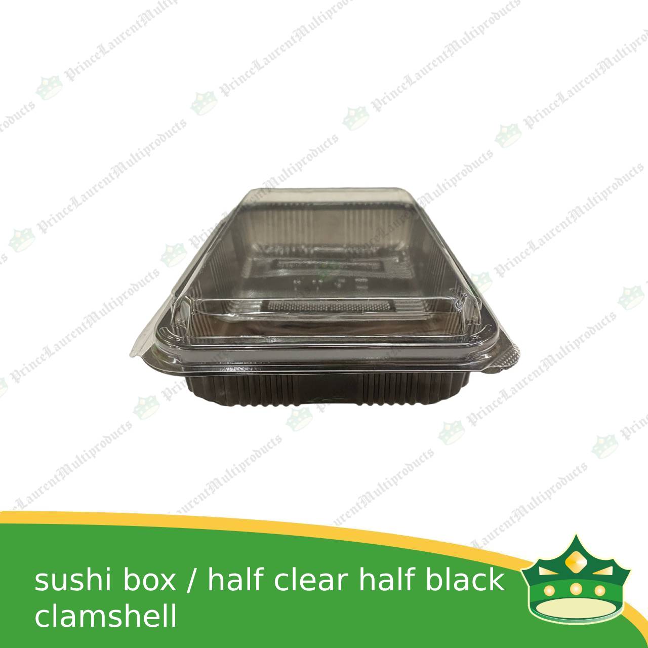 [50 pcs] sushi box clamshell half clear half black ssc-5