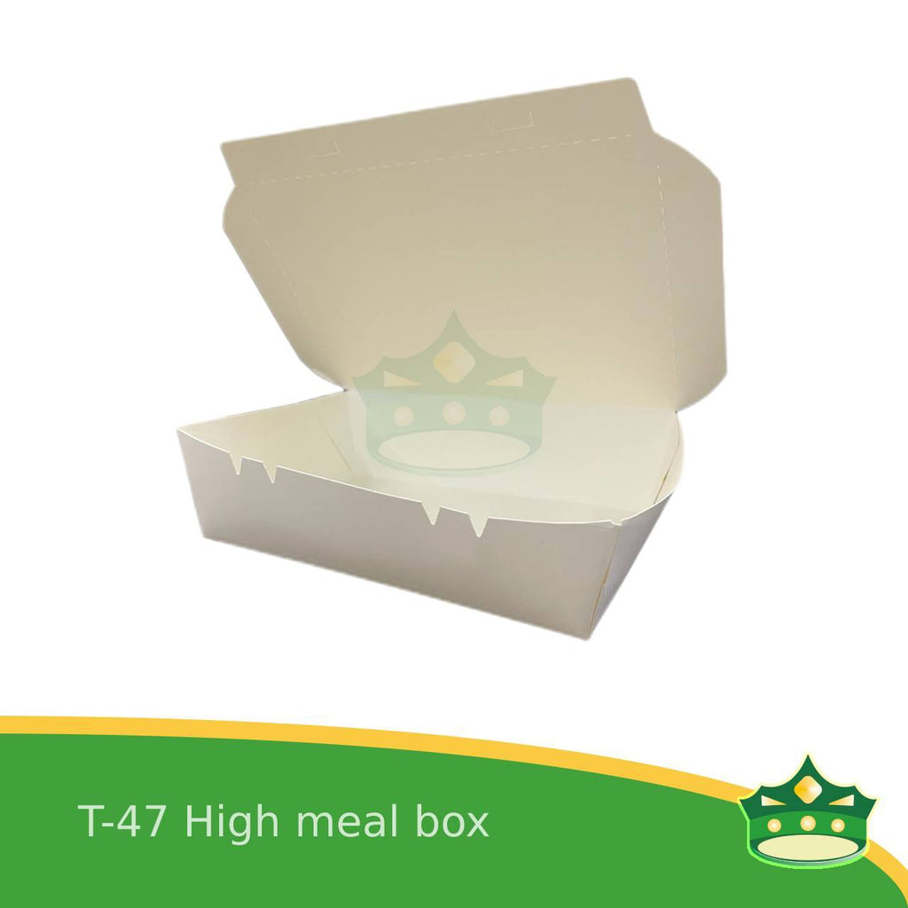 [25 pcs] paper meal box deep white laminated for deeper capacity meals, viands, ulam, rice toppings, pansit, noodles, take-outs, food deliveries, leak-proof, saucy take-outs