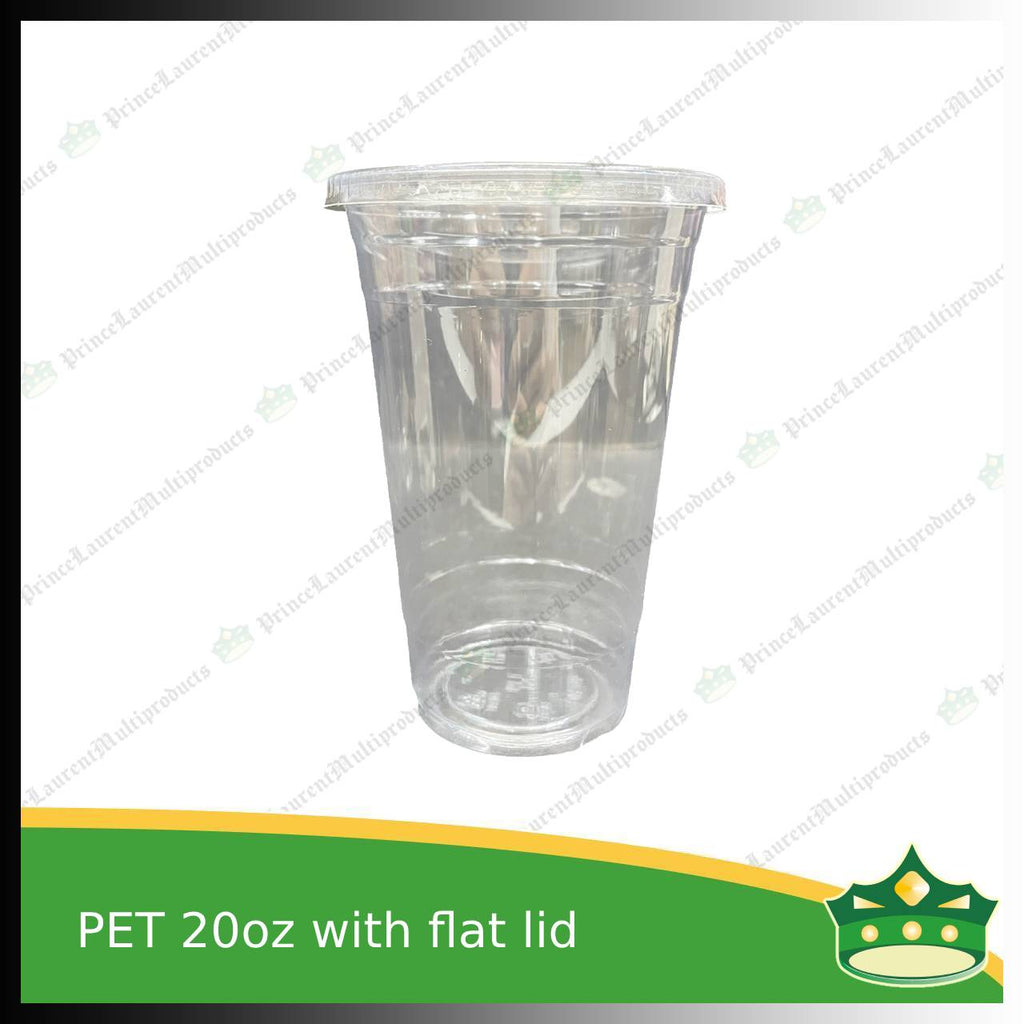 [100 set] PET cups 20oz crystal clear cups with set lid for iced coffee, frappuccino, lemonades, iced latte and other cold beverages