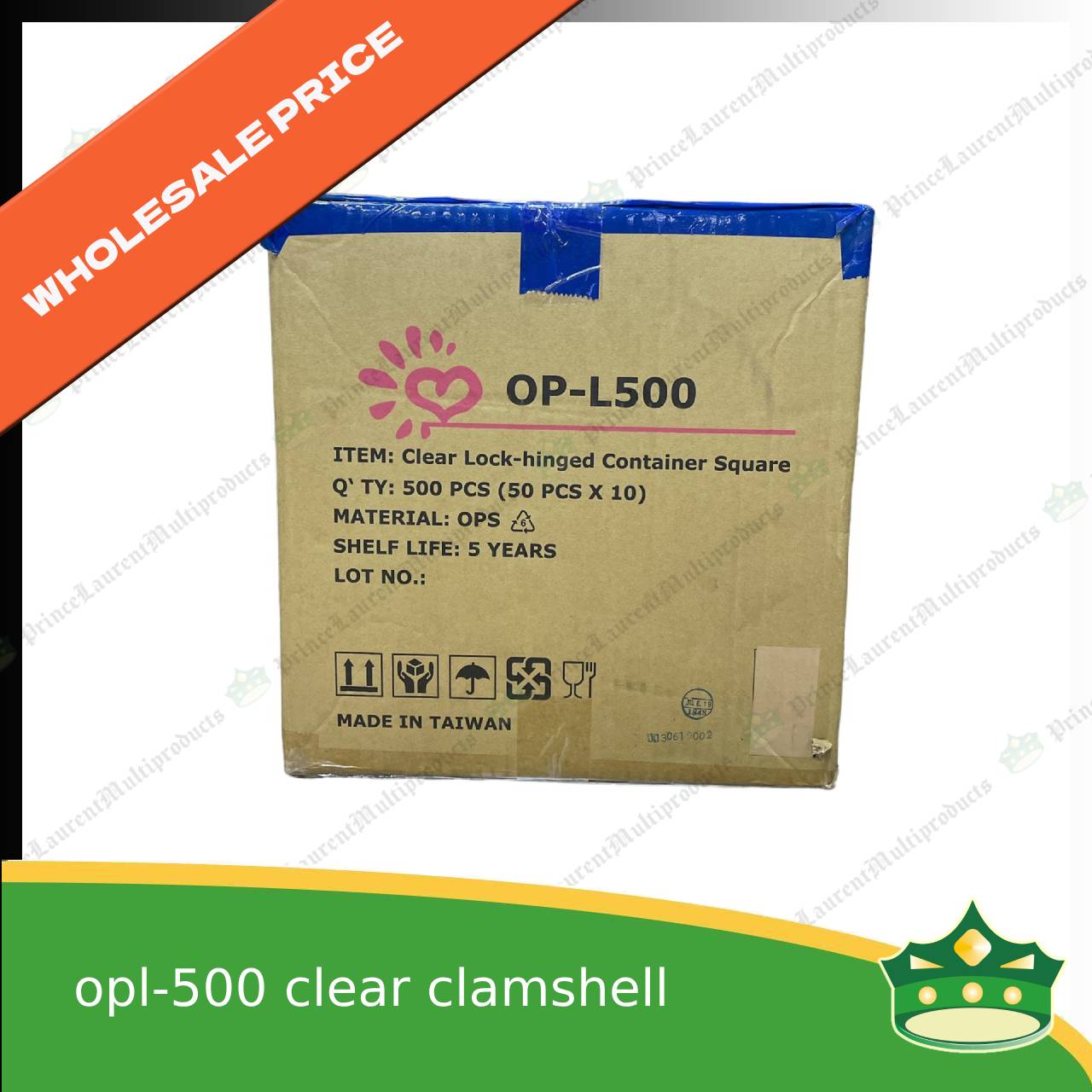 [1 case] clear clamshell OPL500 OPS clearview food containers for any food products, muffins, cakes, chiffon, cupcakes, salad, fruit, baked goods